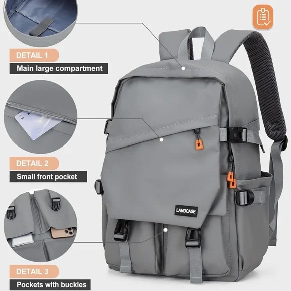 Backpack Waterproof College With Laptop Compartment Aesthetic Anti Theft Travel - Picture 1 of 12